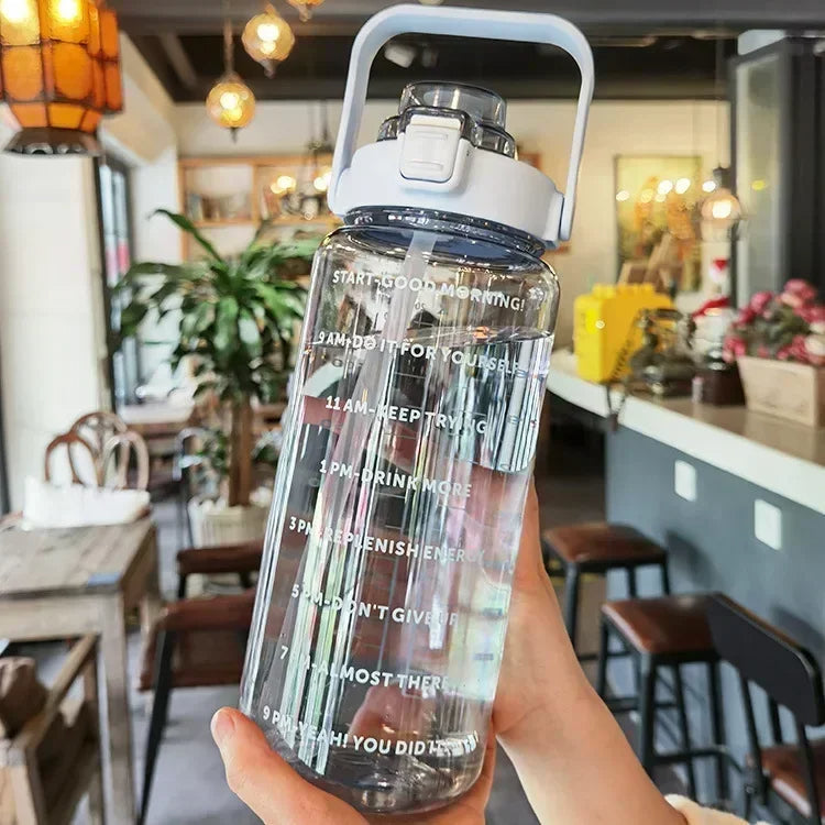 2 Liters Plastic Straw Water Bottle