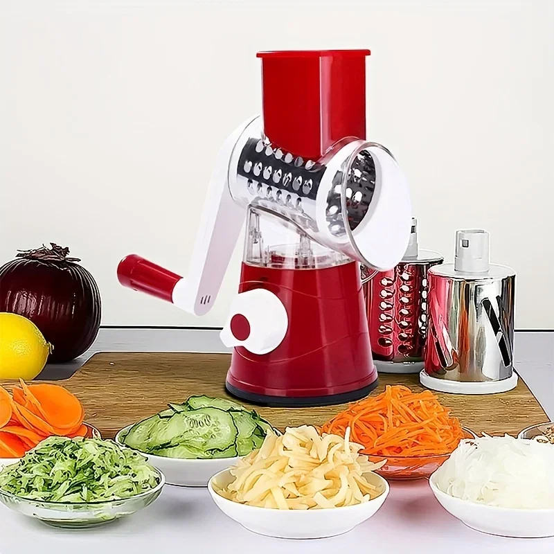 Manual Vegetable & Cheese Slicer – 3-Blade Chopper & Shredder