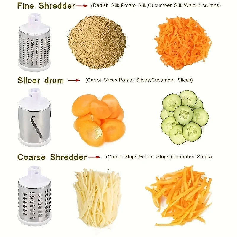 Manual Vegetable & Cheese Slicer – 3-Blade Chopper & Shredder