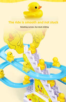 Children's electric ducklings climb stairs