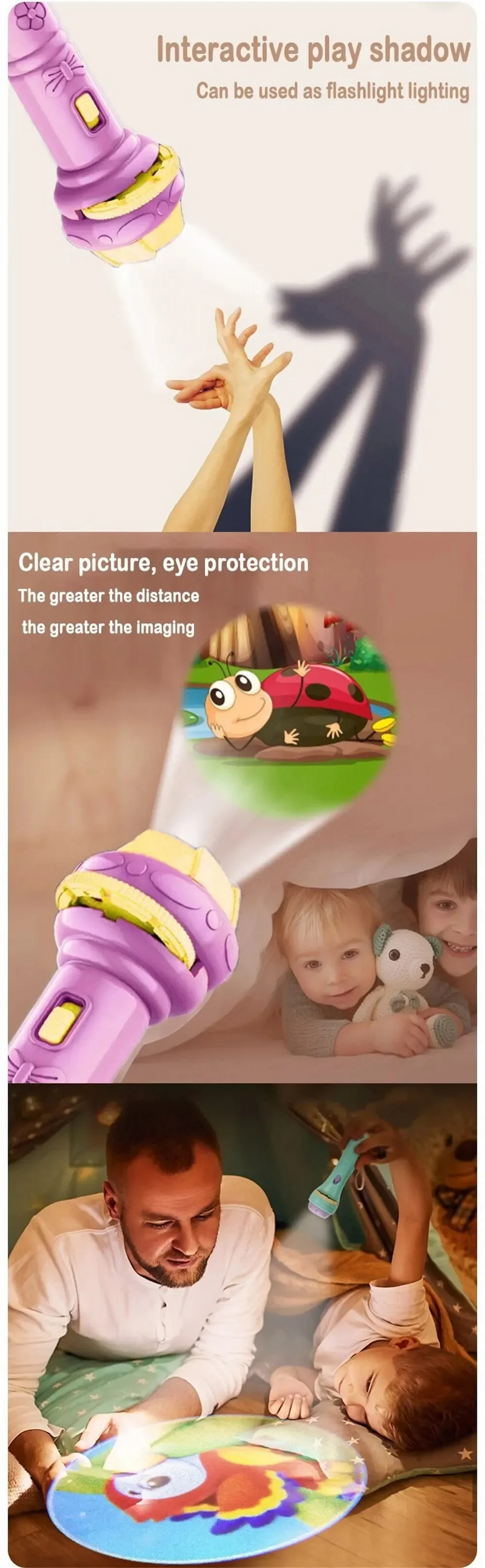 10 Cards Cartoon Projection Flashlight Toy