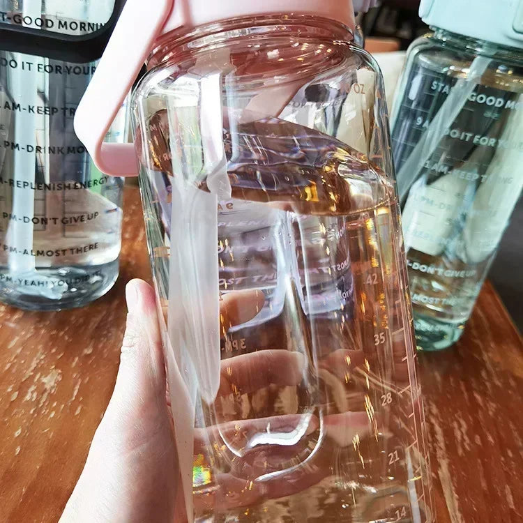 2 Liters Plastic Straw Water Bottle