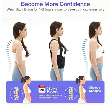 Posture Corrector for Women and Men, Adjustable Full Back Brace and Shoulder