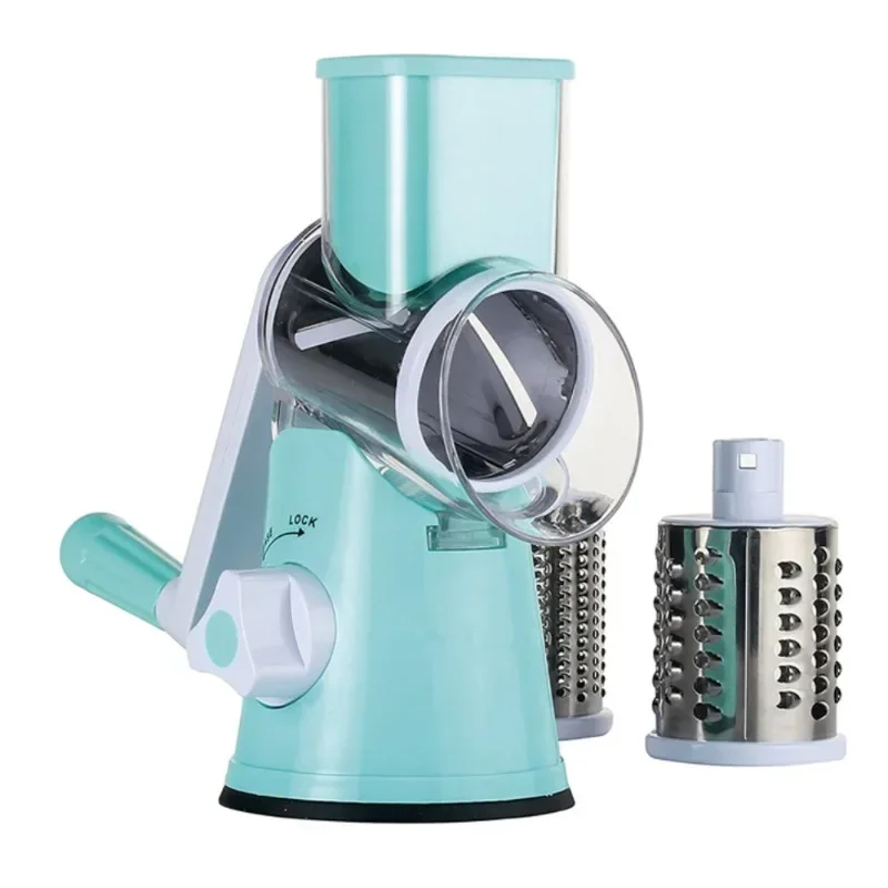 Manual Vegetable & Cheese Slicer – 3-Blade Chopper & Shredder